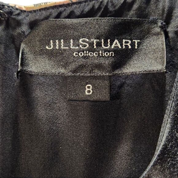 Jill Stuart Dress Silk Satin Mini Floral Black Coquette‎ Fit Flare Preppy 8 - Picture 6 of 8